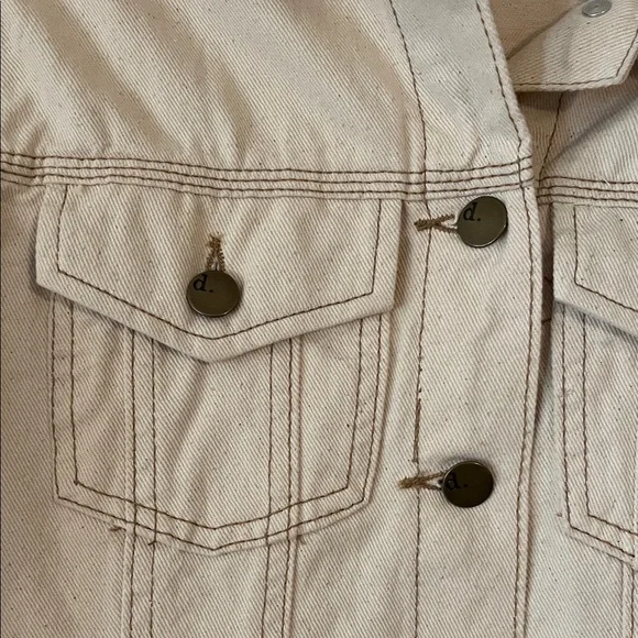 d. Jeans Classic Cream Denim Jacket Large - Picture 3 of 9